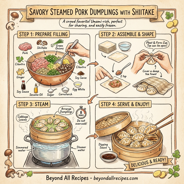 Savory Steamed Pork Dumplings with Shiitake instructions