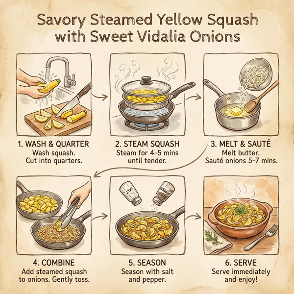 Savory Steamed Yellow Squash with Sweet Vidalia Onions instructions