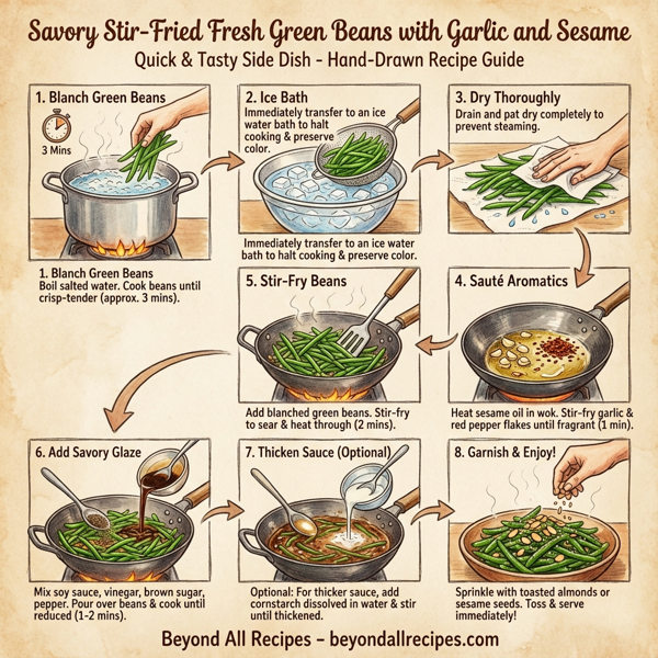 Savory Stir-Fried Fresh Green Beans with Garlic and Sesame instructions