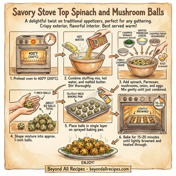 Savory Stove Top Spinach and Mushroom Balls instructions