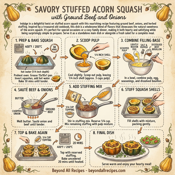 Savory Stuffed Acorn Squash with Ground Beef and Onions instructions