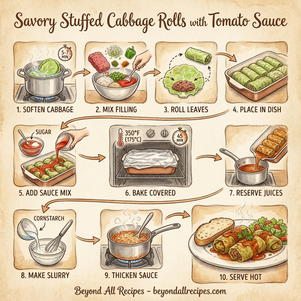 Savory Stuffed Cabbage Rolls with Tomato Sauce instructions