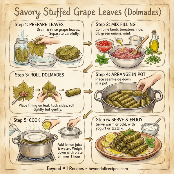 Savory Stuffed Grape Leaves (Dolmades) instructions