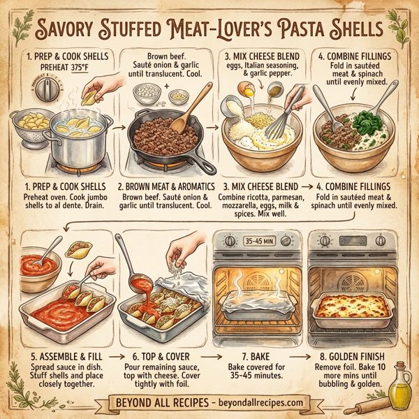 Savory Stuffed Meat-Lover's Pasta Shells instructions