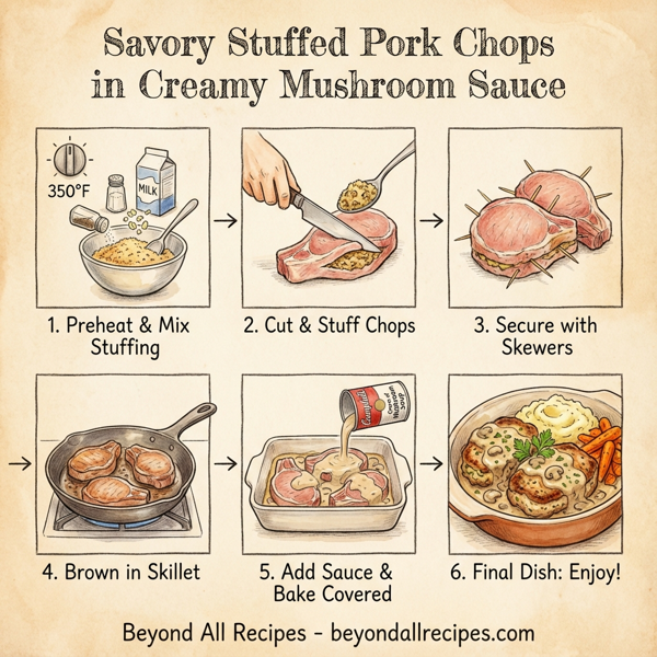 Savory Stuffed Pork Chops in Creamy Mushroom Sauce instructions