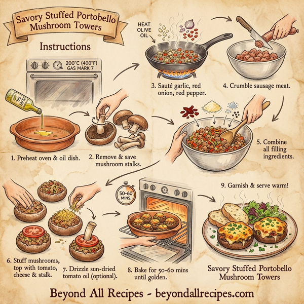 Savory Stuffed Portobello Mushroom Towers instructions