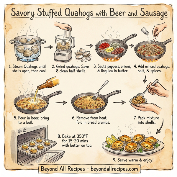 Savory Stuffed Quahogs with Beer and Sausage instructions