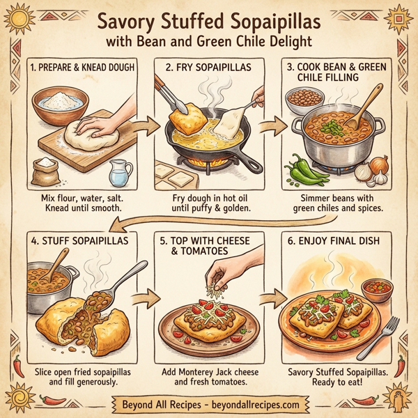 Savory Stuffed Sopaipillas with Bean and Green Chile Delight instructions