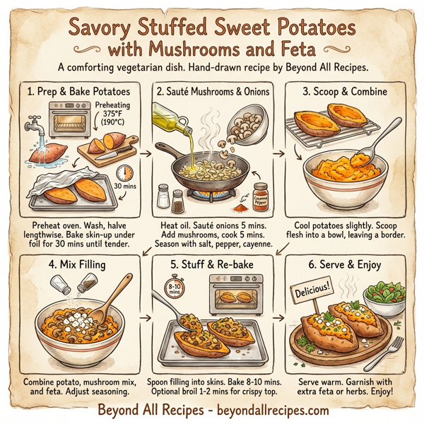Savory Stuffed Sweet Potatoes with Mushrooms and Feta instructions