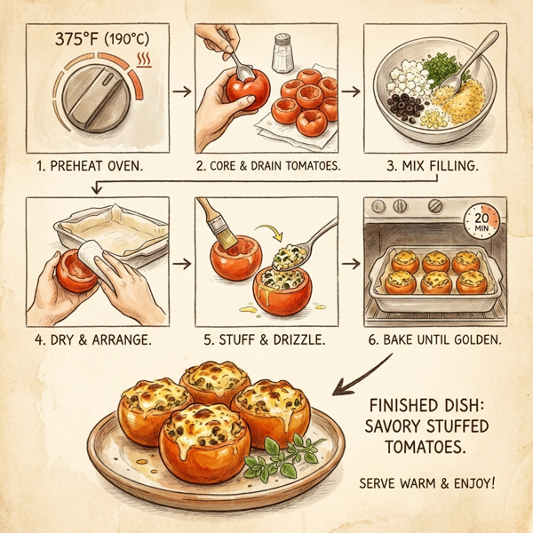 Savory Stuffed Tomatoes with Herbed Goat Cheese and Olive Medley instructions