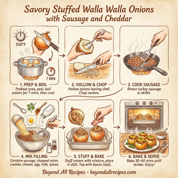 Savory Stuffed Walla Walla Onions with Sausage and Cheddar instructions