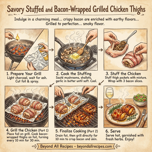 Savory Stuffed and Bacon-Wrapped Grilled Chicken Thighs instructions