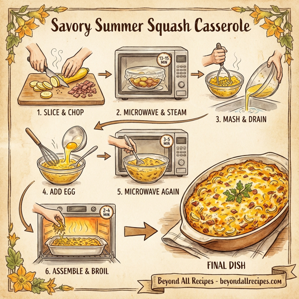 Savory Summer Squash Casserole with Turkey Bacon instructions