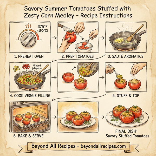 Savory Summer Tomatoes Stuffed with Zesty Corn Medley instructions