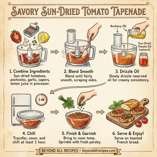 Savory Sun-Dried Tomato Tapenade instructions