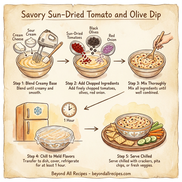 Savory Sun-Dried Tomato and Olive Dip instructions