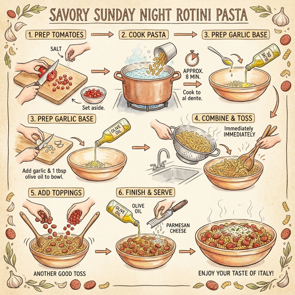 Savory Sunday Night Rotini Pasta instructions
