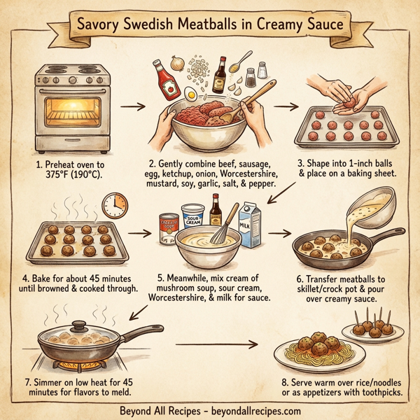 Savory Swedish Meatballs in Creamy Sauce instructions