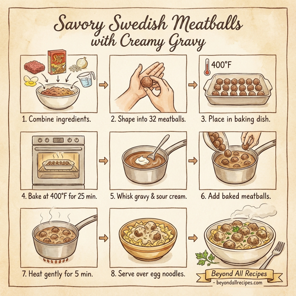 Savory Swedish Meatballs with Creamy Gravy instructions