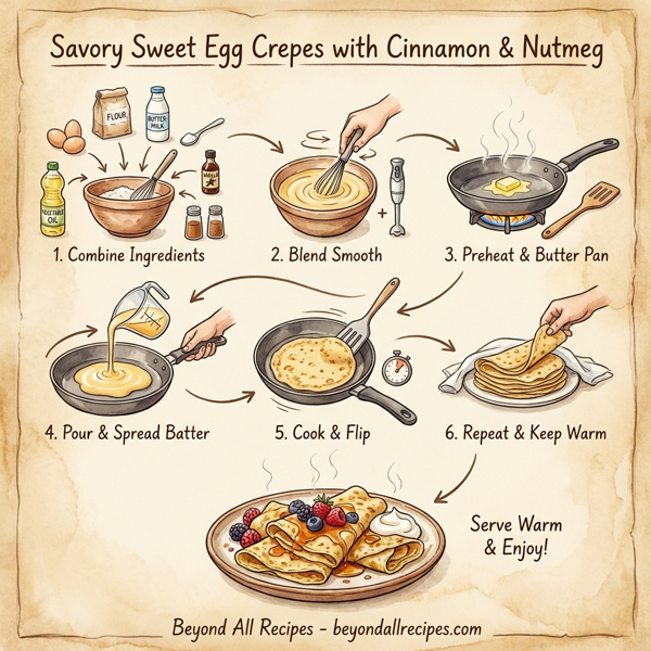 Savory Sweet Egg Crepes with Cinnamon & Nutmeg instructions