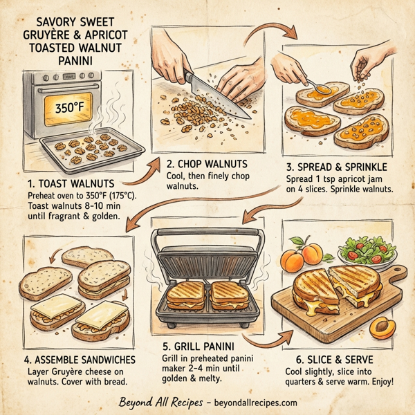 Savory Sweet Gruyère & Apricot Toasted Walnut Panini instructions