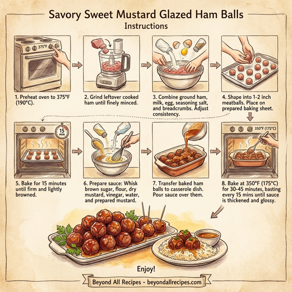 Savory Sweet Mustard Glazed Ham Balls instructions