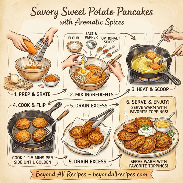 Savory Sweet Potato Pancakes with Aromatic Spices instructions