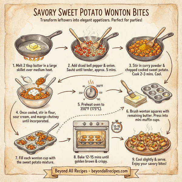 Savory Sweet Potato Wonton Bites instructions
