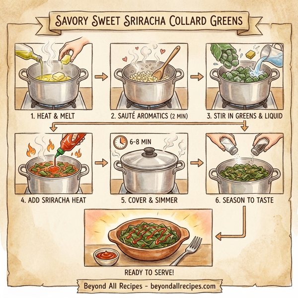 Savory Sweet Sriracha Collard Greens instructions