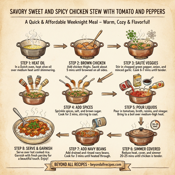 Savory Sweet and Spicy Chicken Stew with Tomato and Peppers instructions