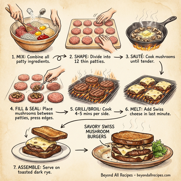 Savory Swiss Mushroom Burgers instructions