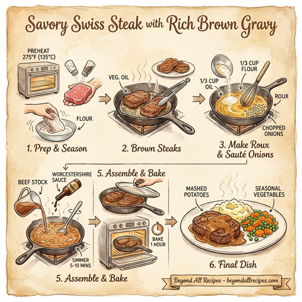 Savory Swiss Steak with Rich Brown Gravy instructions