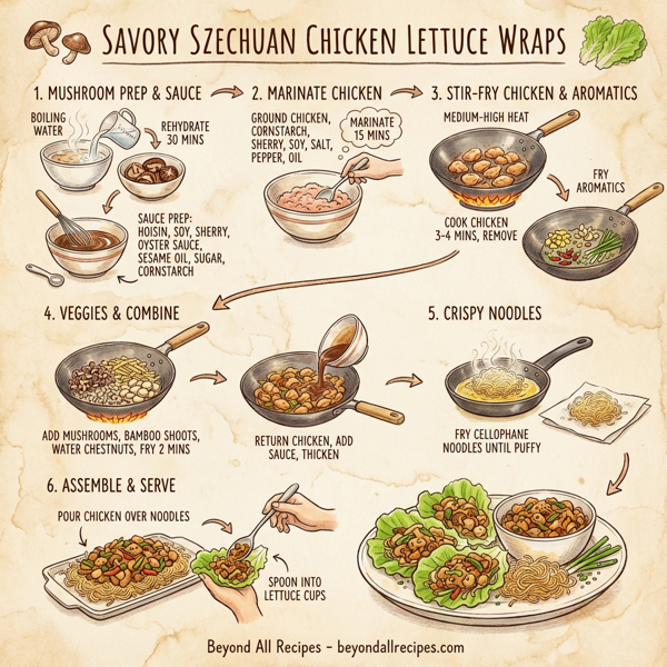Savory Szechuan Chicken Lettuce Wraps instructions