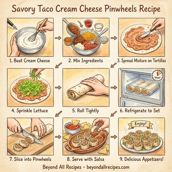 Savory Taco Cream Cheese Pinwheels instructions