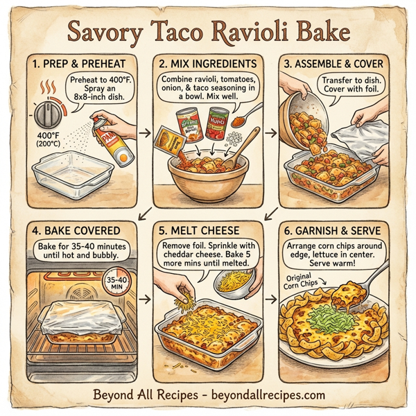Savory Taco Ravioli Bake instructions
