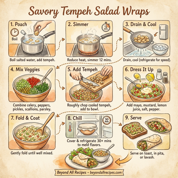 Savory Tempeh Salad Wraps instructions