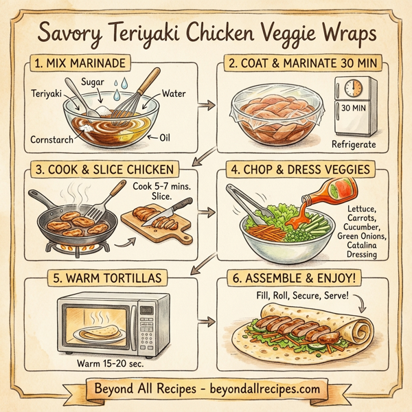 Savory Teriyaki Chicken Veggie Wraps instructions