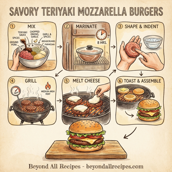 Savory Teriyaki Mozzarella Burgers instructions
