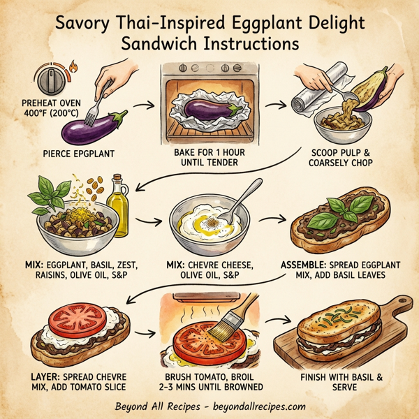 Savory Thai-Inspired Eggplant Delight Sandwich instructions