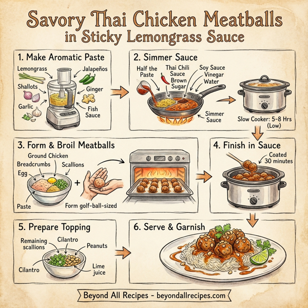 Savory Thai Chicken Meatballs in Sticky Lemongrass Sauce instructions