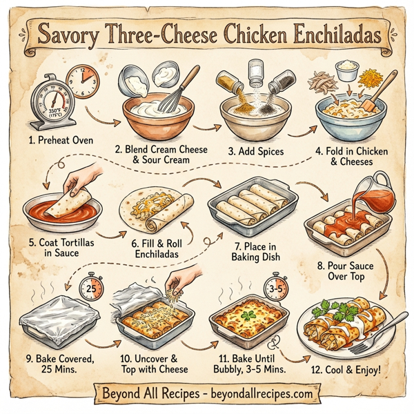 Savory Three-Cheese Chicken Enchiladas instructions