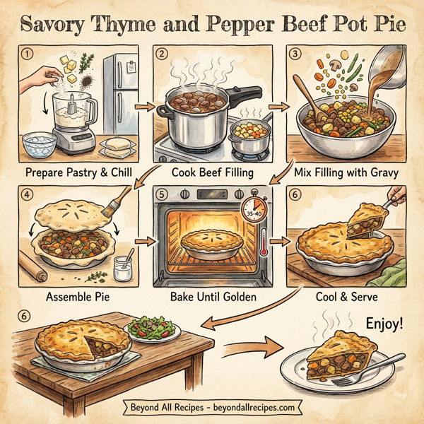 Savory Thyme and Pepper Beef Pot Pie instructions