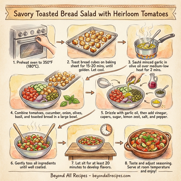 Savory Toasted Bread Salad with Heirloom Tomatoes instructions