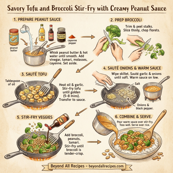 Savory Tofu and Broccoli Stir-Fry with Creamy Peanut Sauce instructions