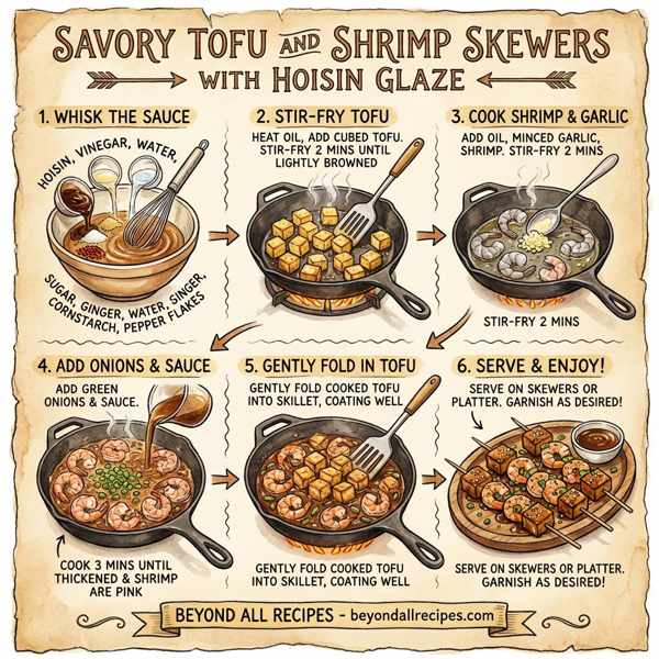 Savory Tofu and Shrimp Skewers with Hoisin Glaze instructions