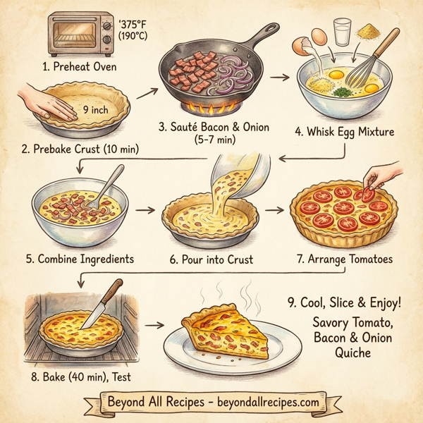 Savory Tomato, Bacon, and Onion Quiche instructions