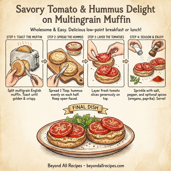 Savory Tomato & Hummus Delight on Multigrain Muffin instructions
