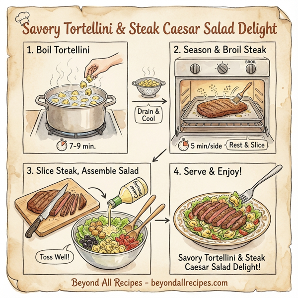 Savory Tortellini & Steak Caesar Salad Delight instructions
