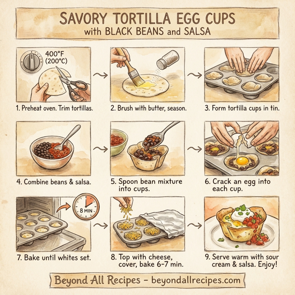 Savory Tortilla Egg Cups with Black Beans and Salsa instructions