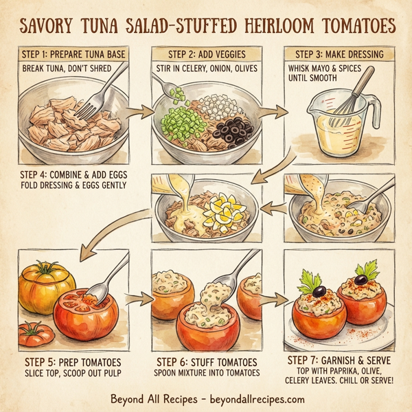 Savory Tuna Salad-Stuffed Heirloom Tomatoes instructions